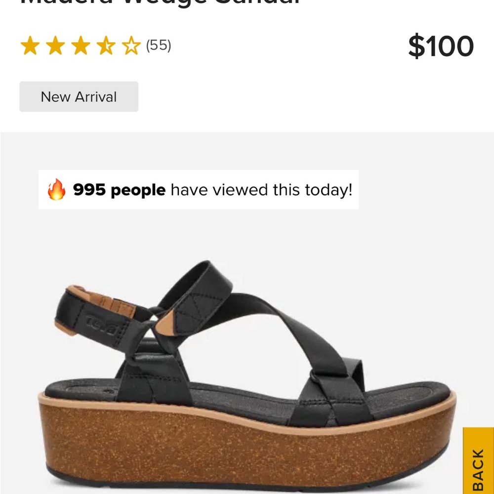 Teva Black Wedge Sandal